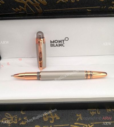 Faux Mont Blanc Starwalker Rollerball Pen Gray & Rose Gold Ring